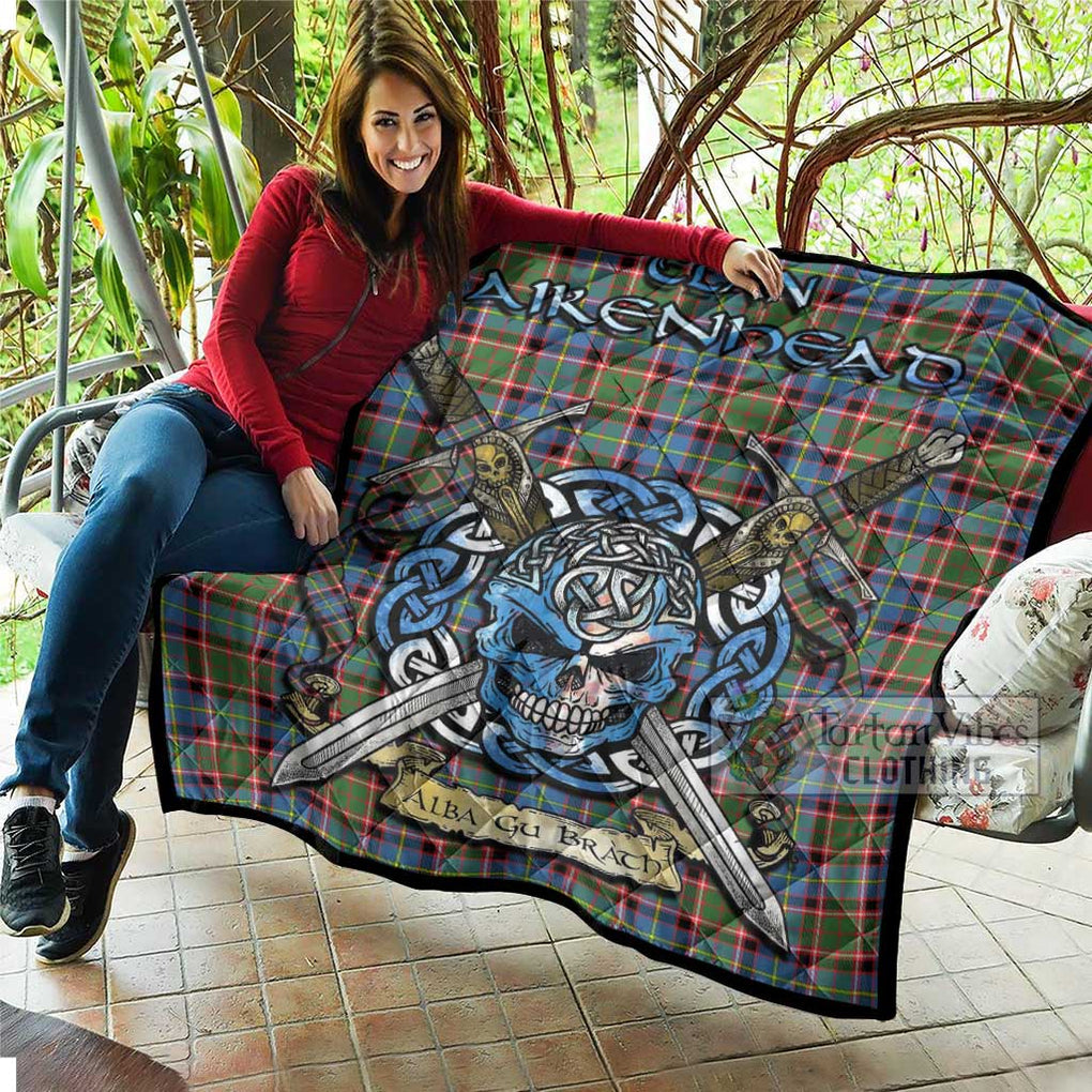 Aikenhead Tartan Quilt with Celtic Skull Alba Gu Brath Style - Tartan Vibes Clothing