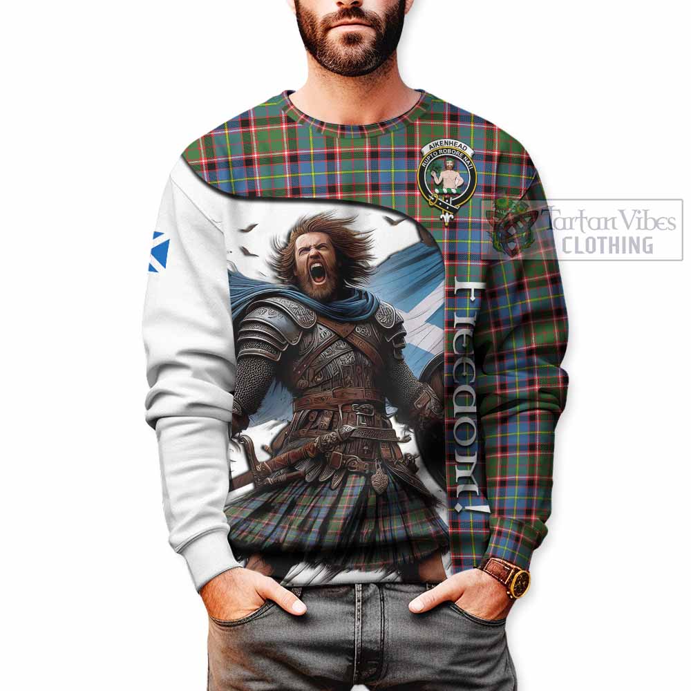 Tartan Vibes Clothing Aikenhead Crest Tartan Sweatshirt Inspired by the Freedom of Scottish Warrior