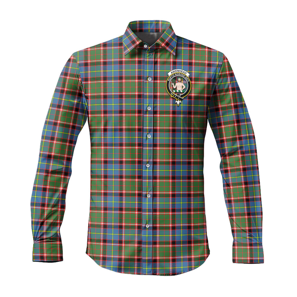 Aikenhead Tartan Long Sleeve Button Up Shirt with Family Crest - Tartanvibesclothing