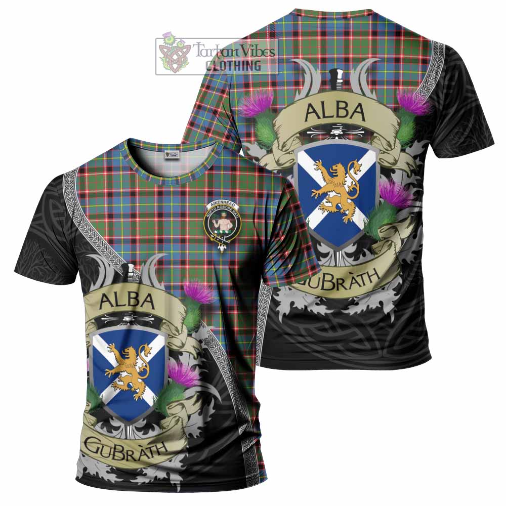 Aikenhead Tartan Family Crest T-Shirt Lion Rampant Royal Thistle Shield Celtic Inspired - Tartan Vibes Clothing