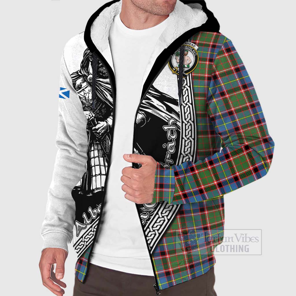 Aikenhead Tartan Clan Crest Sherpa Hoodie with Highlander Warrior Celtic Style Unisex - Tartan Vibes Clothing
