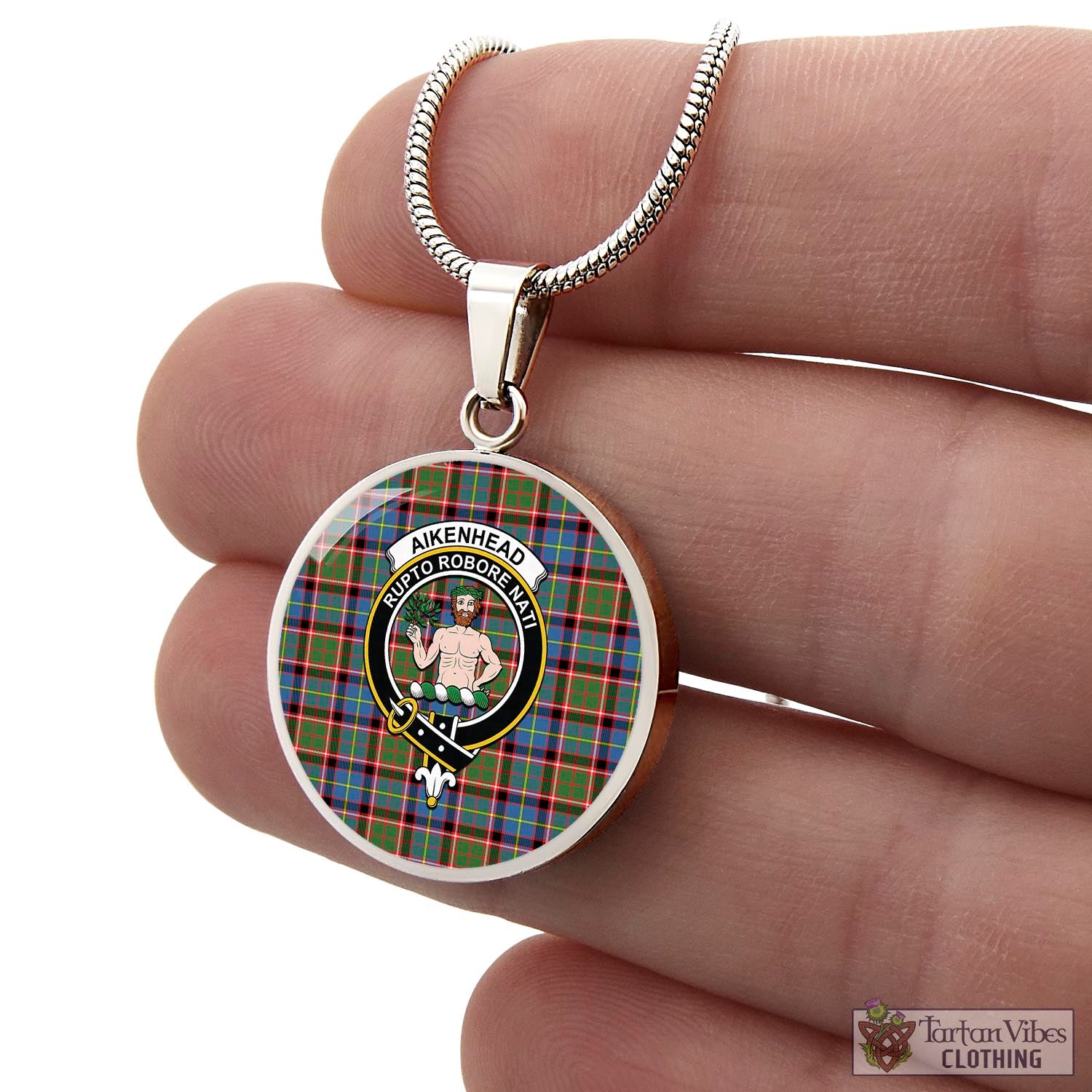 Tartan Vibes Clothing Aikenhead Tartan Circle Necklace with Family Crest