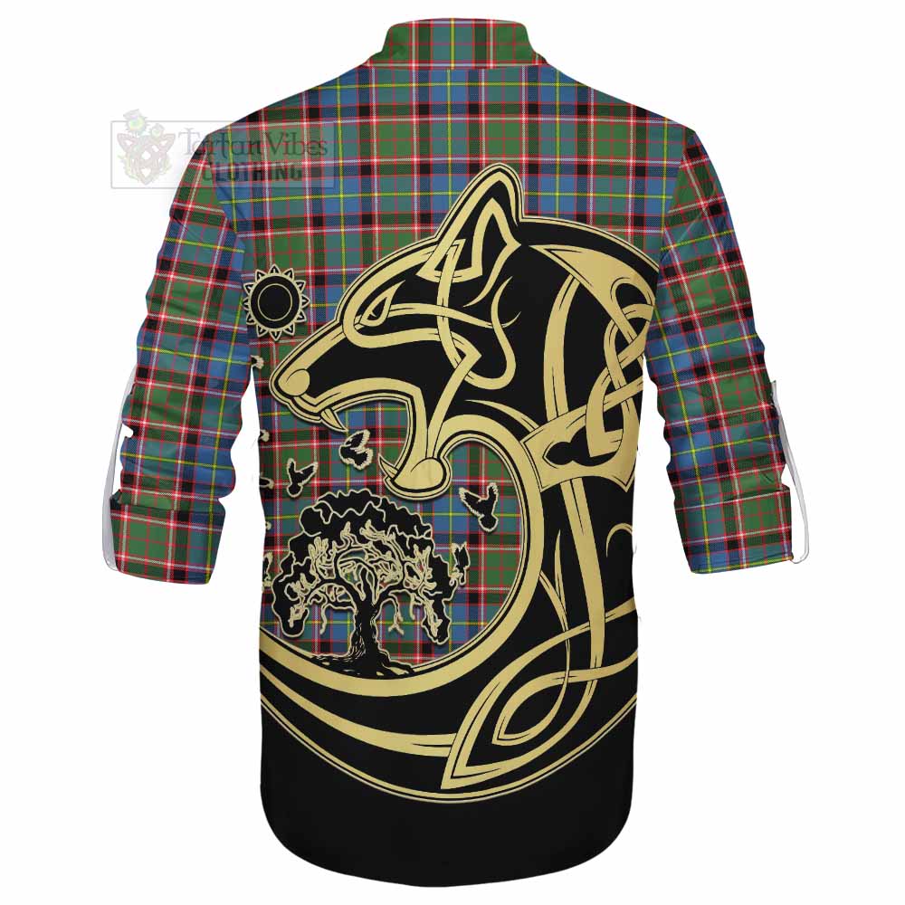 Aikenhead Tartan Ghillie Kilt Shirt with Family Crest Celtic Wolf Style - Tartan Vibes Clothing
