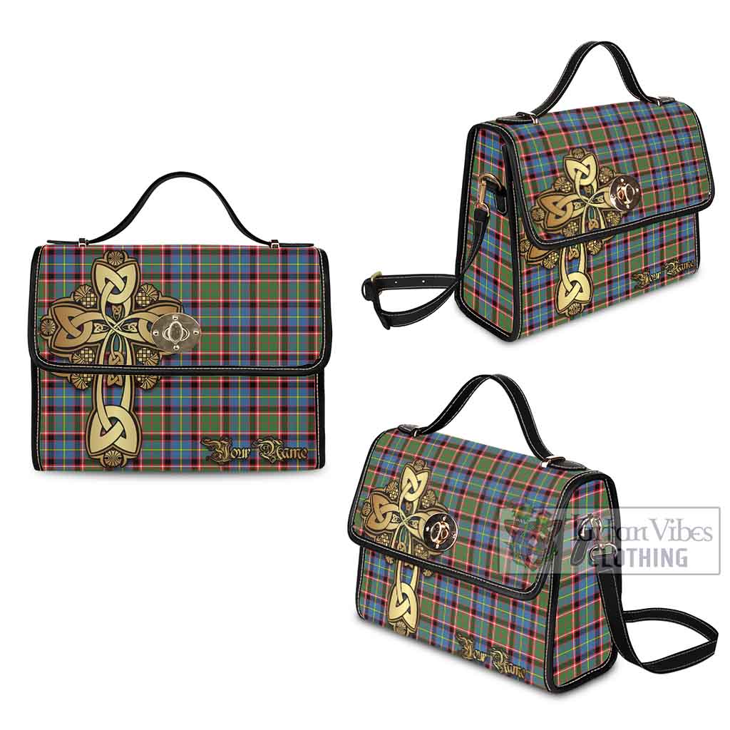 Tartan Vibes Clothing Aikenhead Tartan Waterproof Canvas Bag Golden Thistle Celtic Cross Style
