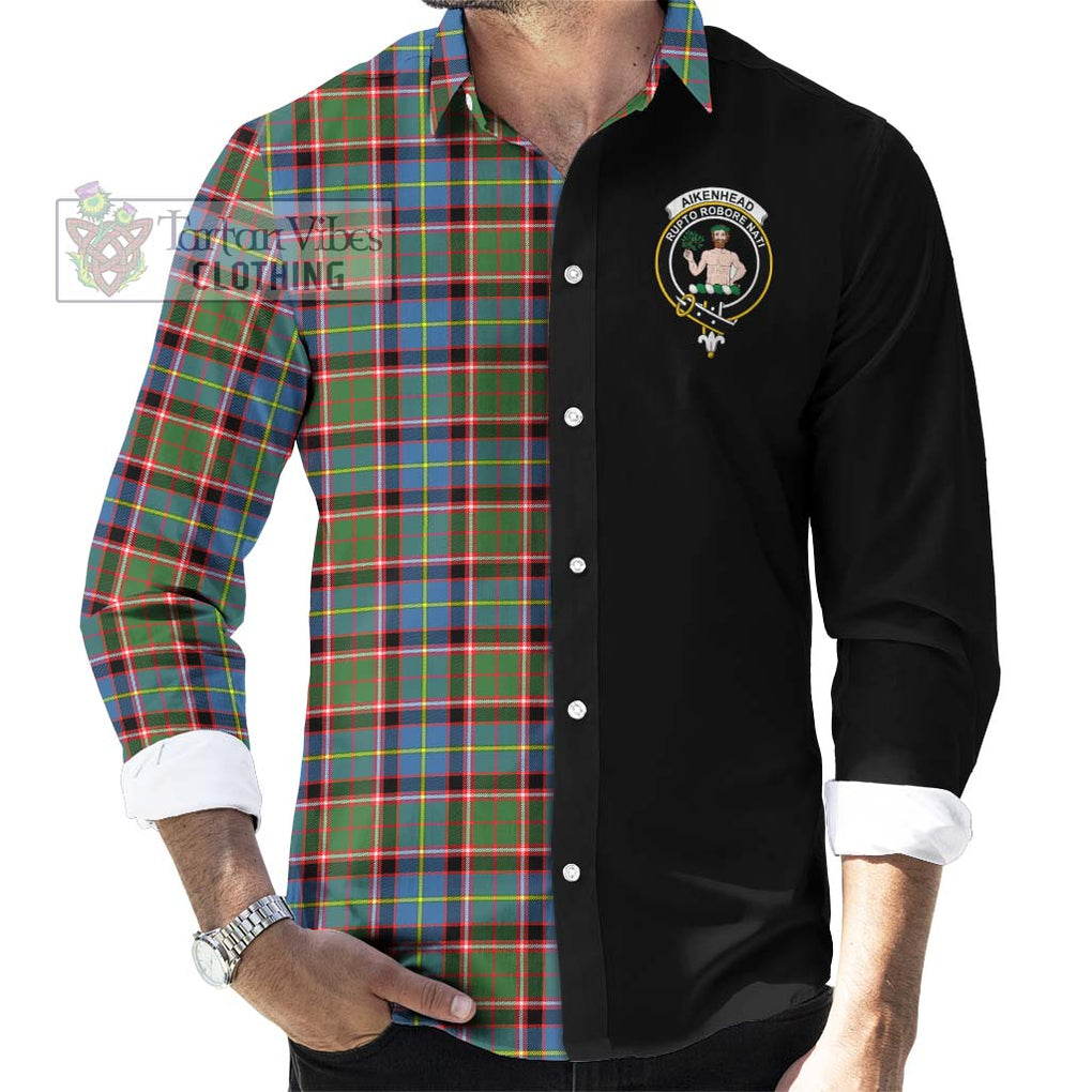 Aikenhead Tartan Long Sleeve Button Shirt with Family Crest and Half Of Me Style - Tartanvibesclothing Shop
