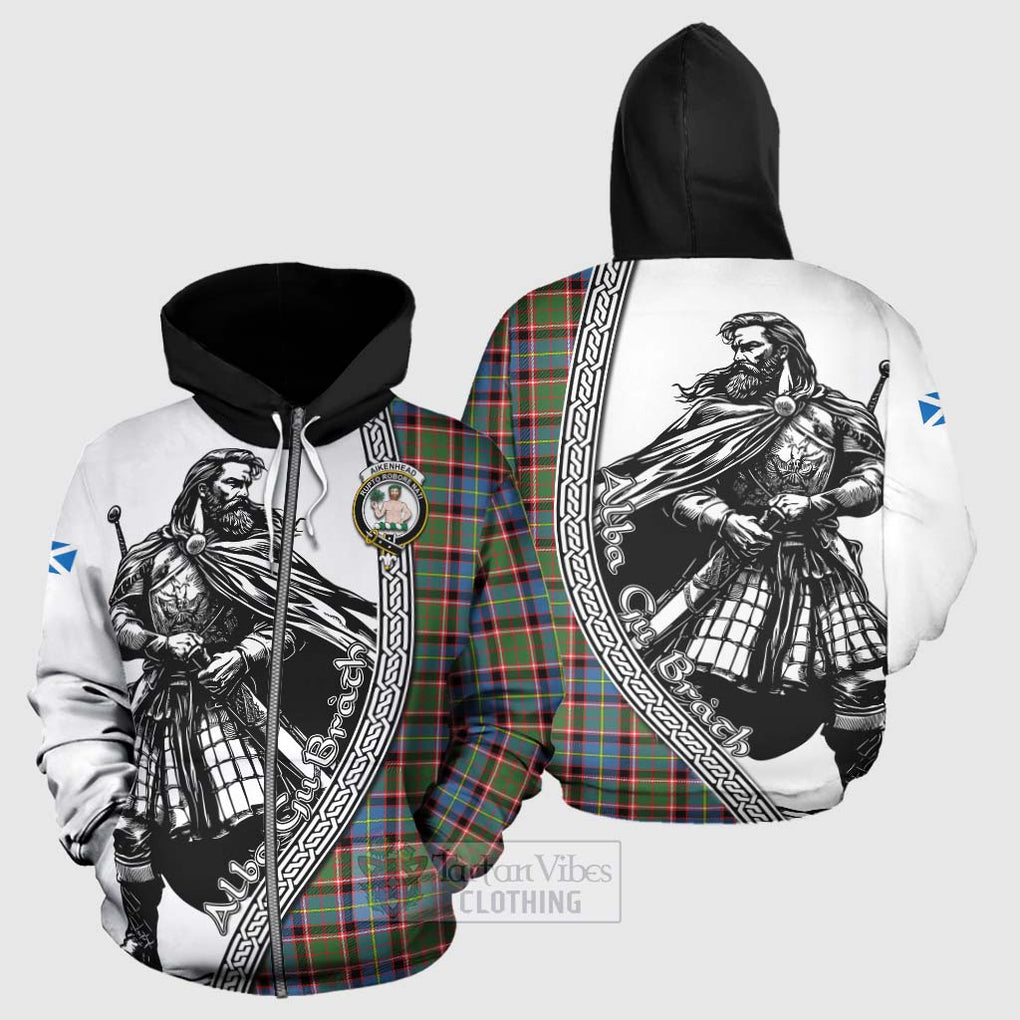 Aikenhead Tartan Clan Crest Hoodie with Highlander Warrior Celtic Style - Tartan Vibes Clothing