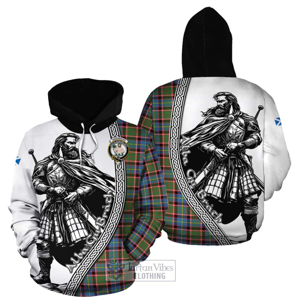 Aikenhead Tartan Clan Crest Cotton Hoodie with Highlander Warrior Celtic Style Zip Hoodie - Tartan Vibes Clothing