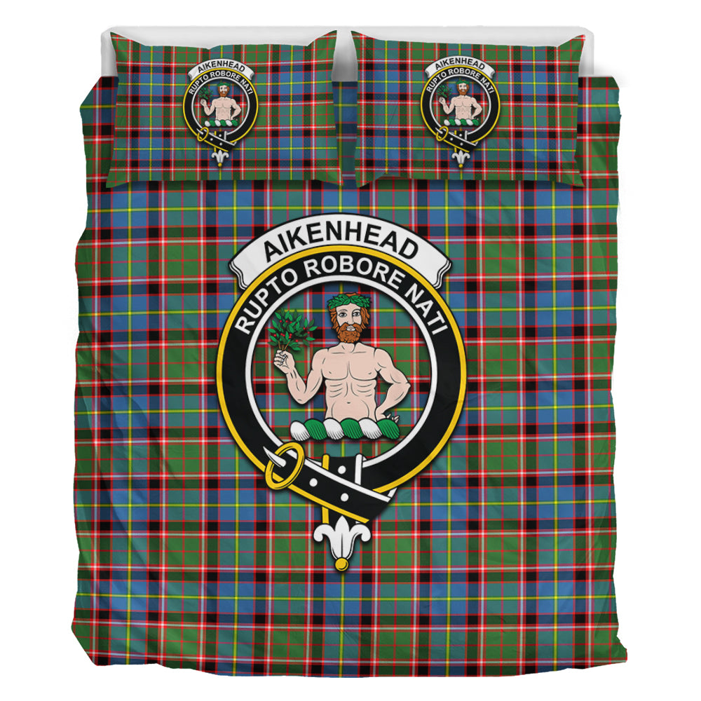Aikenhead Tartan Bedding Set with Family Crest - Tartan Vibes Clothing