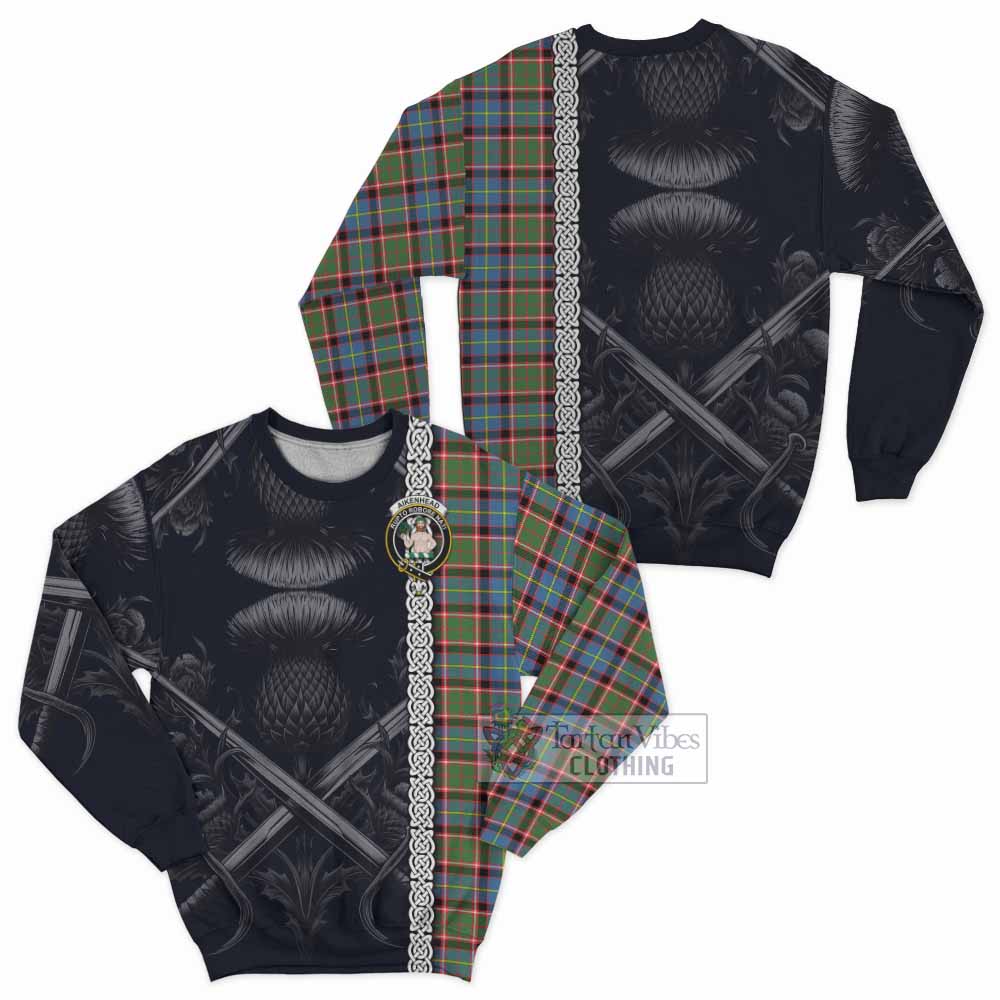 Aikenhead Tartan Sweatshirt with Family Crest Cross Sword Thistle Celtic Vibes - Tartan Vibes Clothing