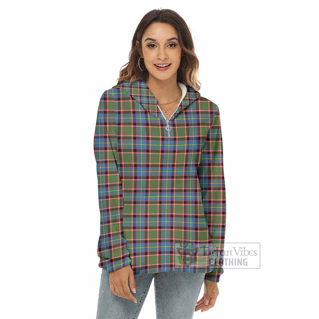 Aikenhead Tartan Women's Borg Fleece Hoodie with Half Zip - Tartan Vibes Clothing