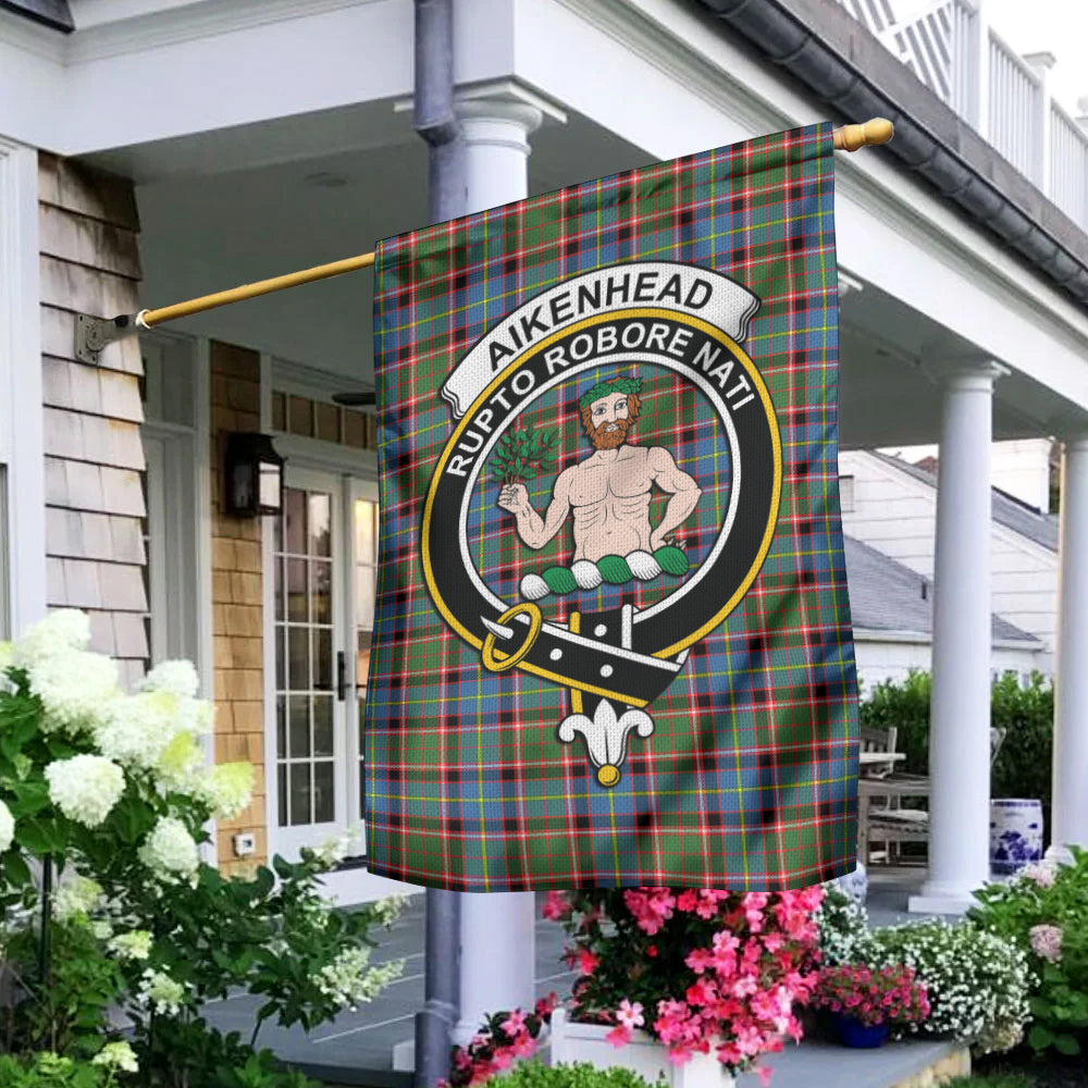 Aikenhead Tartan Flag with Family Crest - Tartan Vibes Clothing