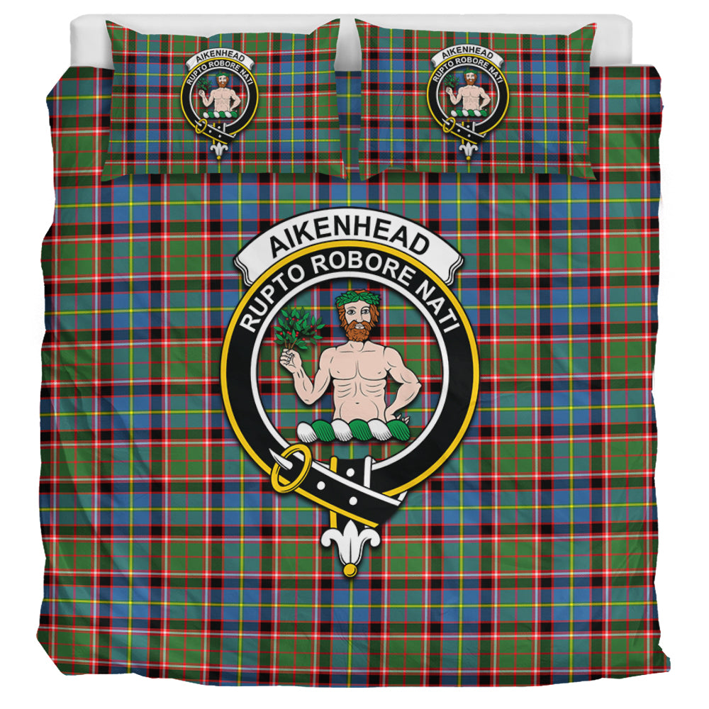 Aikenhead Tartan Bedding Set with Family Crest UK Bedding Set UK Super King 104*94 inch - Tartan Vibes Clothing