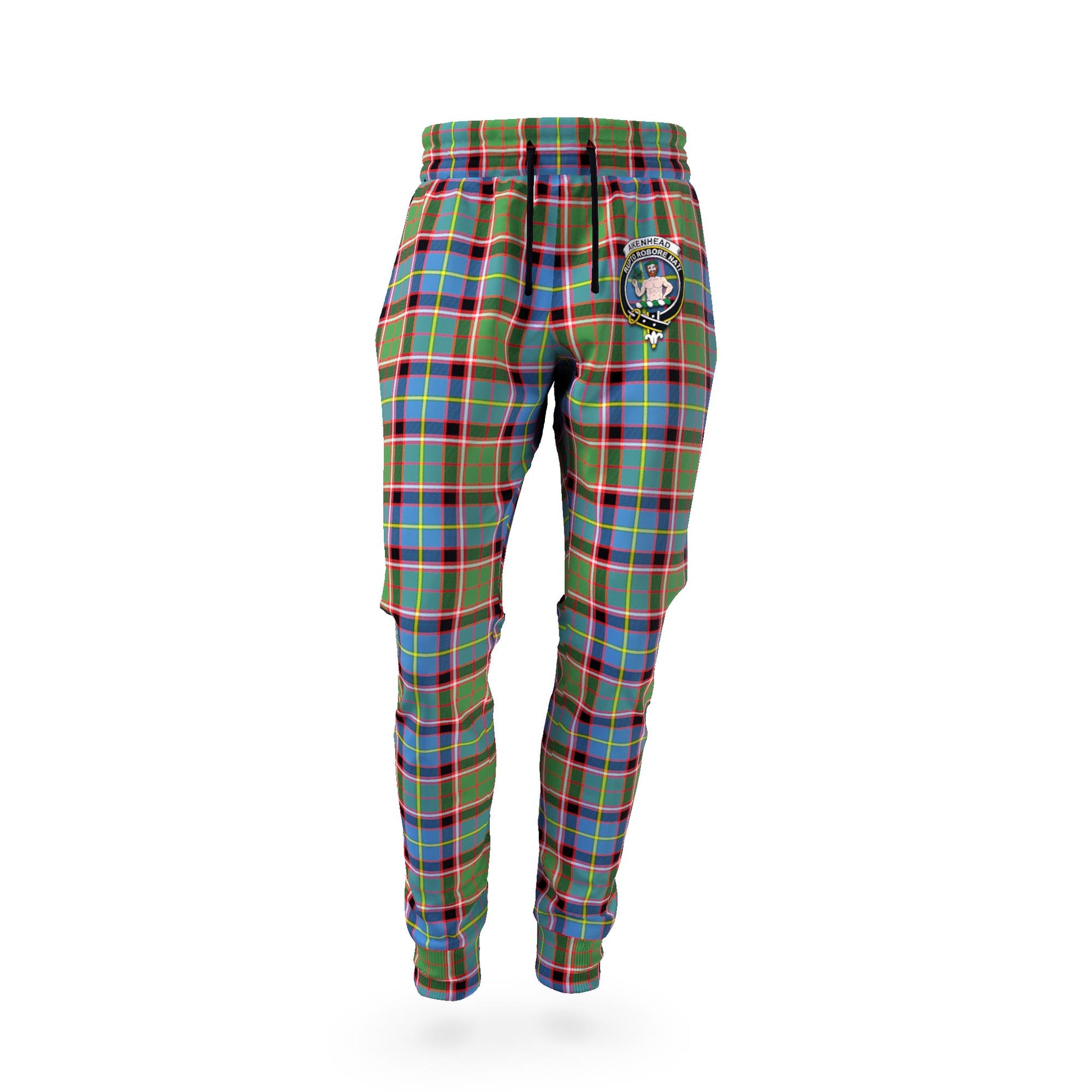 Aikenhead Tartan Joggers Pants with Family Crest - Tartan Vibes Clothing