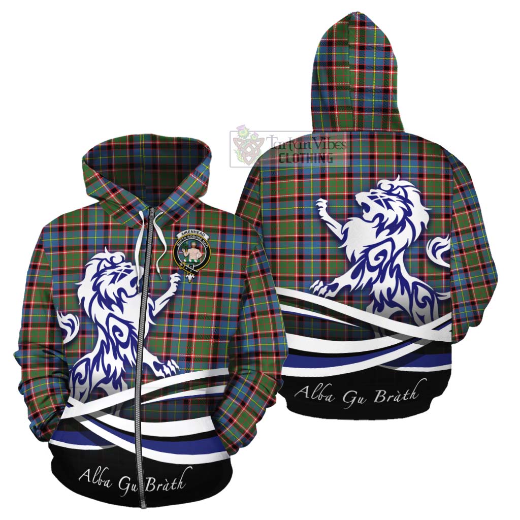 Aikenhead Tartan Cotton Hoodie with Alba Gu Brath Regal Lion Emblem - Tartan Vibes Clothing