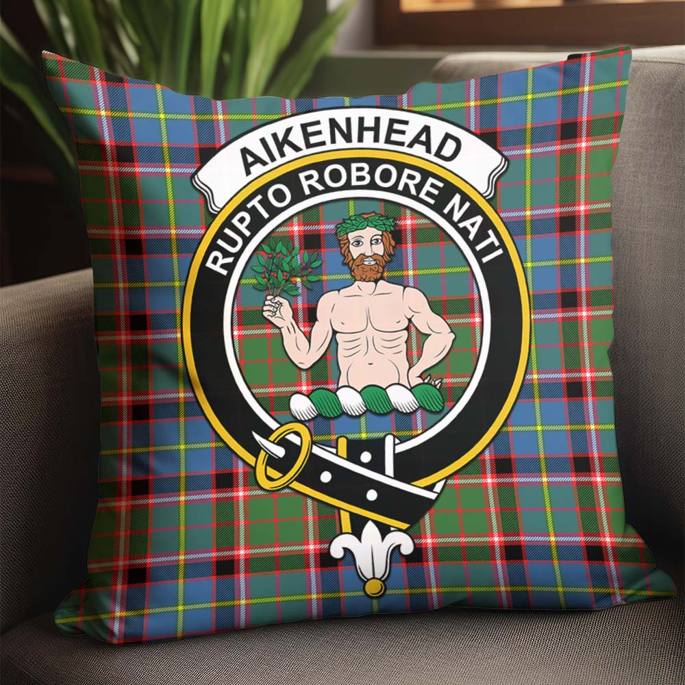Aikenhead Tartan Pillow Cover with Family Crest - Tartanvibesclothing
