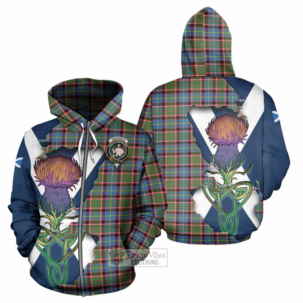 Tartan Vibes Clothing Aikenhead Tartan Family Crest Hoodie Scottish Thistle Celtic Inspired
