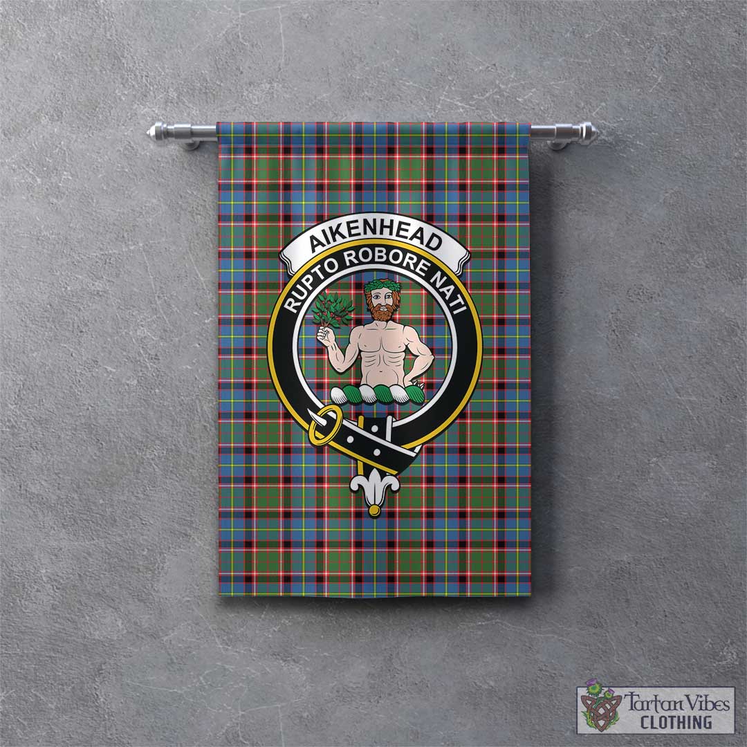 Tartan Vibes Clothing Aikenhead Tartan Gonfalon, Tartan Banner with Family Crest