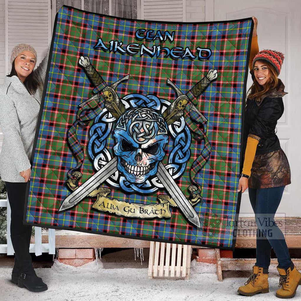 Aikenhead Tartan Quilt with Celtic Skull Alba Gu Brath Style - Tartan Vibes Clothing
