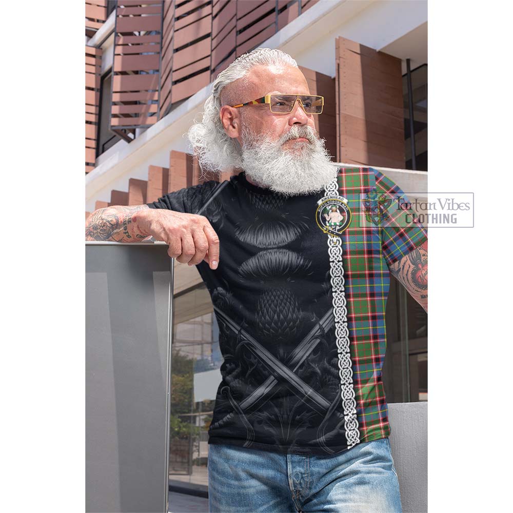 Aikenhead Tartan Cotton T-shirt with Family Crest Cross Sword Thistle Celtic Vibes - Tartan Vibes Clothing