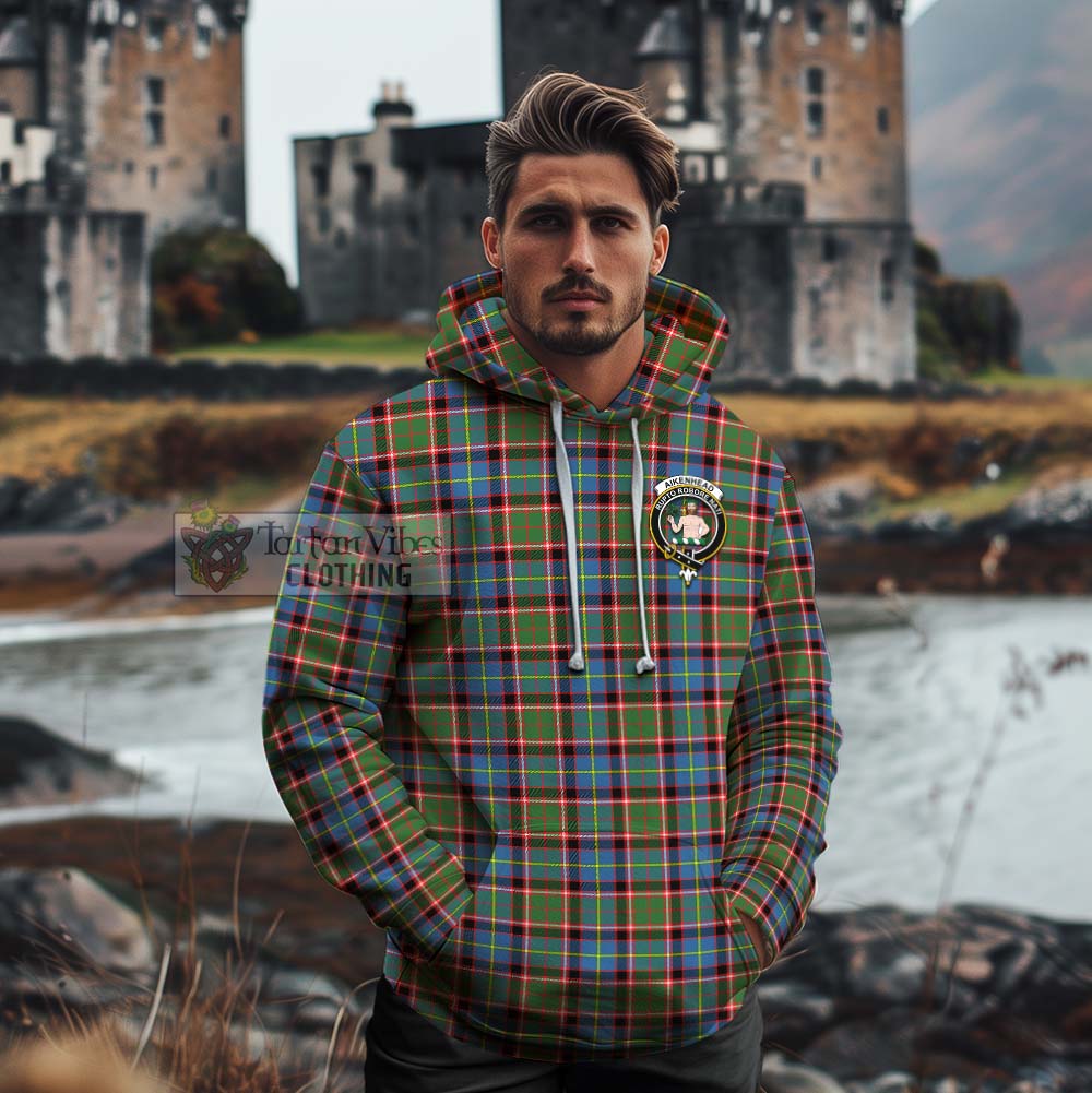 Aikenhead Tartan Cotton Hoodie with Family Crest Celtic Skull Style - Tartan Vibes Clothing