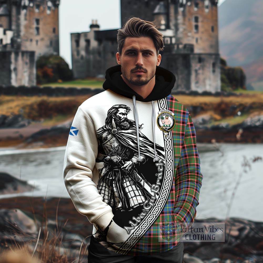 Aikenhead Tartan Clan Crest Cotton Hoodie with Highlander Warrior Celtic Style - Tartan Vibes Clothing