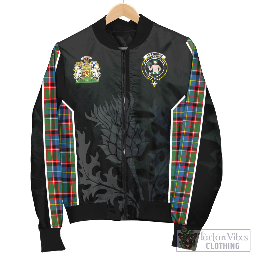 Aikenhead Tartan Bomber Jacket with Family Crest and Scottish Thistle Vibes Sport Style - Tartan Vibes Clothing