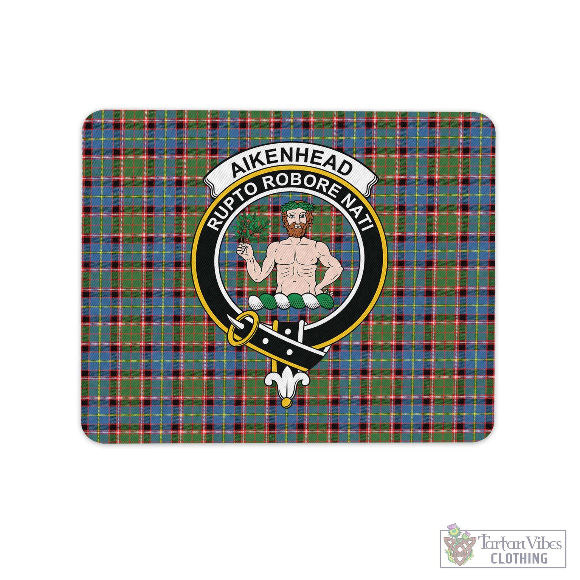 Tartan Vibes Clothing Aikenhead Tartan Mouse Pad with Family Crest