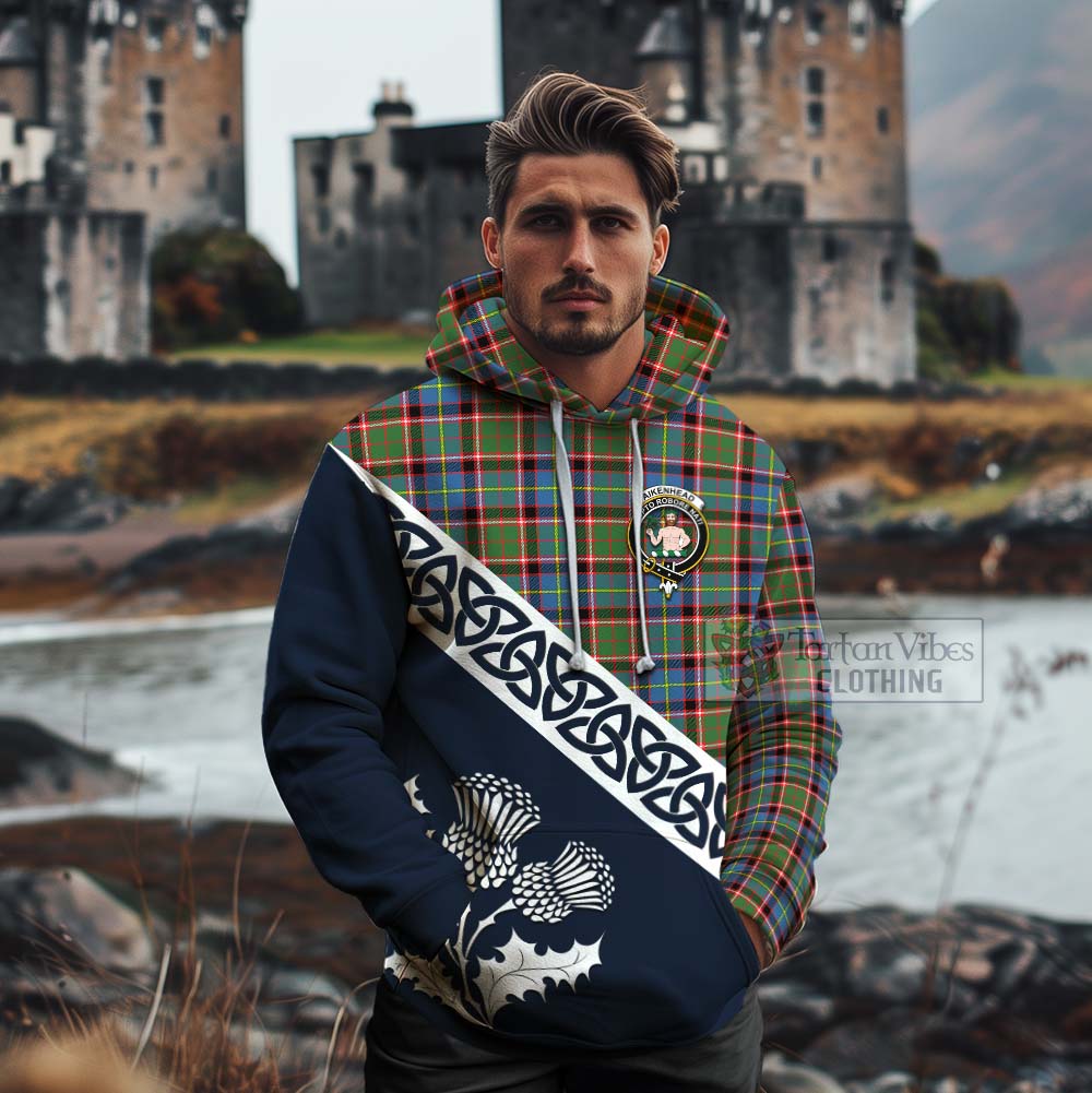 Aikenhead Tartan Cotton Hoodie Featuring Thistle and Scotland Map - Tartan Vibes Clothing