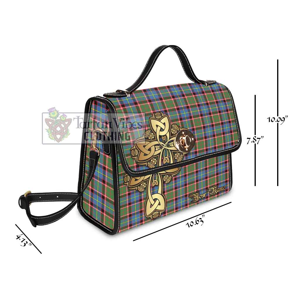 Tartan Vibes Clothing Aikenhead Tartan Waterproof Canvas Bag Golden Thistle Celtic Cross Style