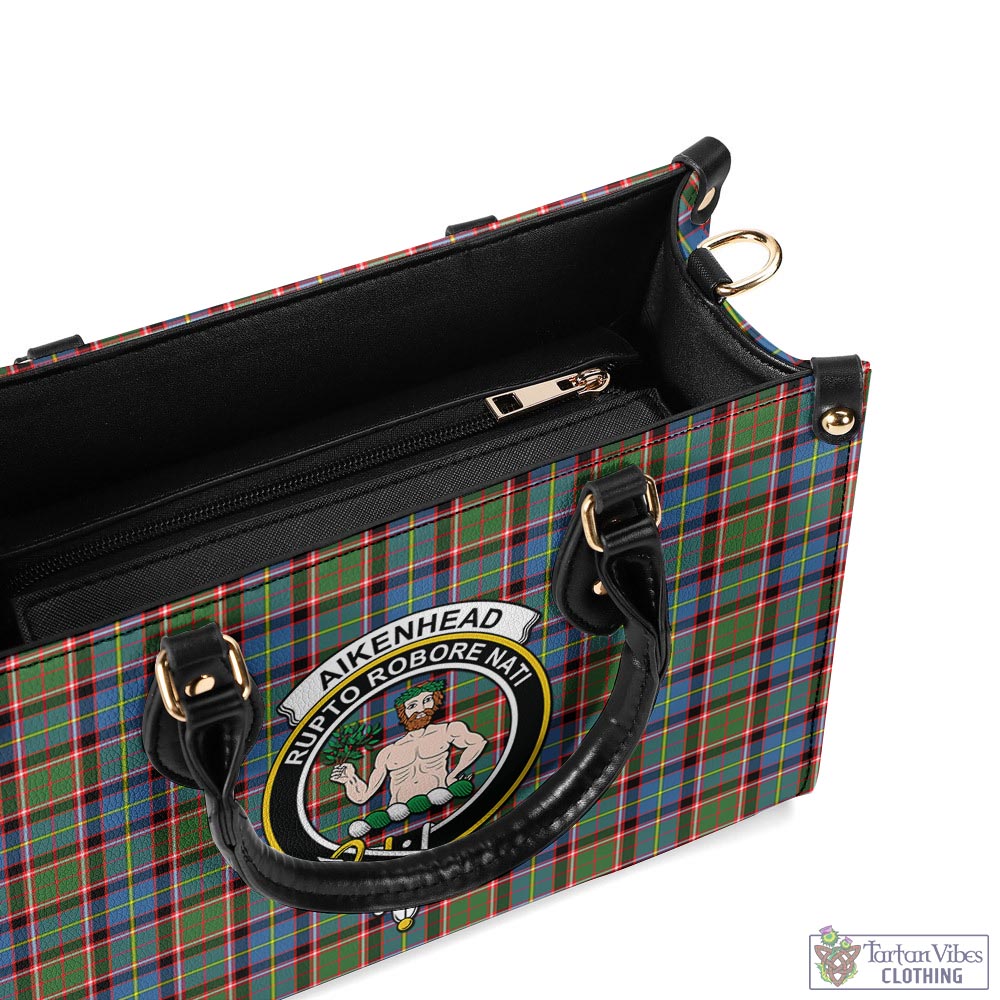 Tartan Vibes Clothing Aikenhead Tartan Luxury Leather Handbags with Family Crest