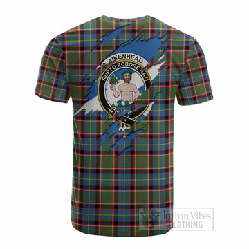 Aikenhead Clan Crest In Me Tartan Cotton T-shirt Scotland Flag Style