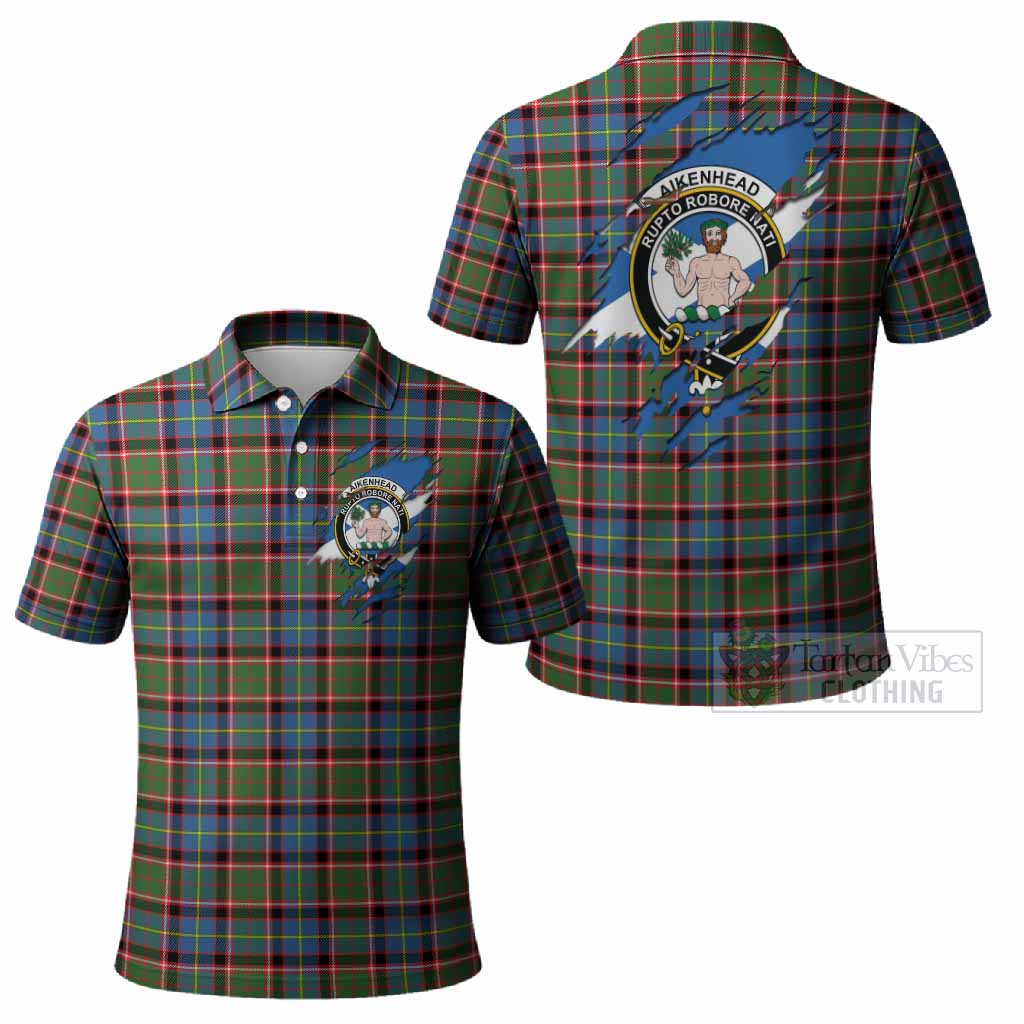 Aikenhead Clan Crest In Me Tartan Polo Shirt Scotland Flag Style