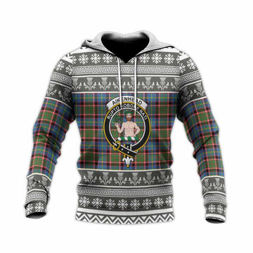Aikenhead Clan Tartan Christmas Knitted Hoodie with Family Crest - Tartan Vibes Clothing