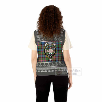 Aikenhead Clan Tartan Christmas Knitted V-Neck Vest with Family Crest