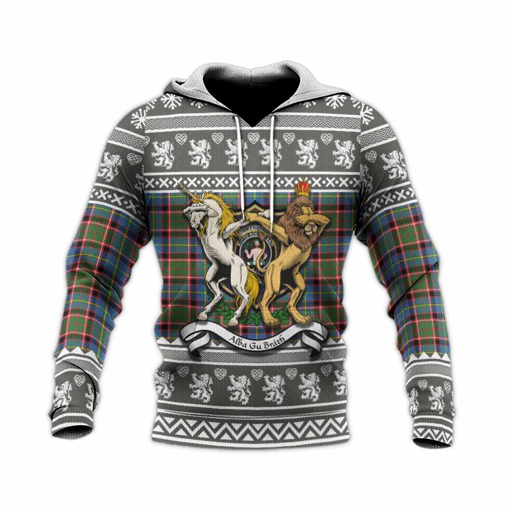 Aikenhead Clan Tartan Crest Christmas Knitted Hoodie Coat of Arms Funny Style - Tartan Vibes Clothing