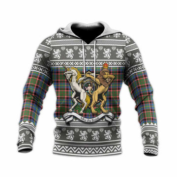 Aikenhead Clan Tartan Crest Christmas Knitted Hoodie Coat of Arms Funny Style - Tartan Vibes Clothing