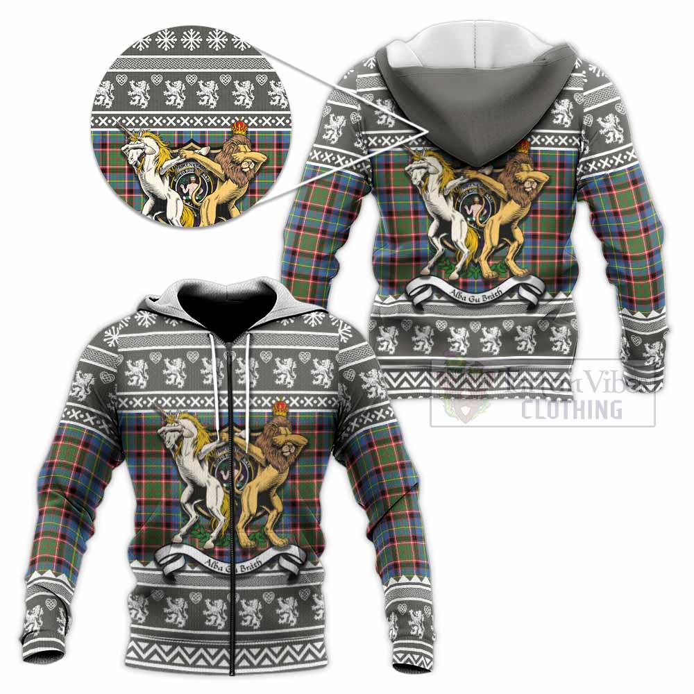 Aikenhead Clan Tartan Crest Christmas Knitted Hoodie Coat of Arms Funny Style - Tartan Vibes Clothing