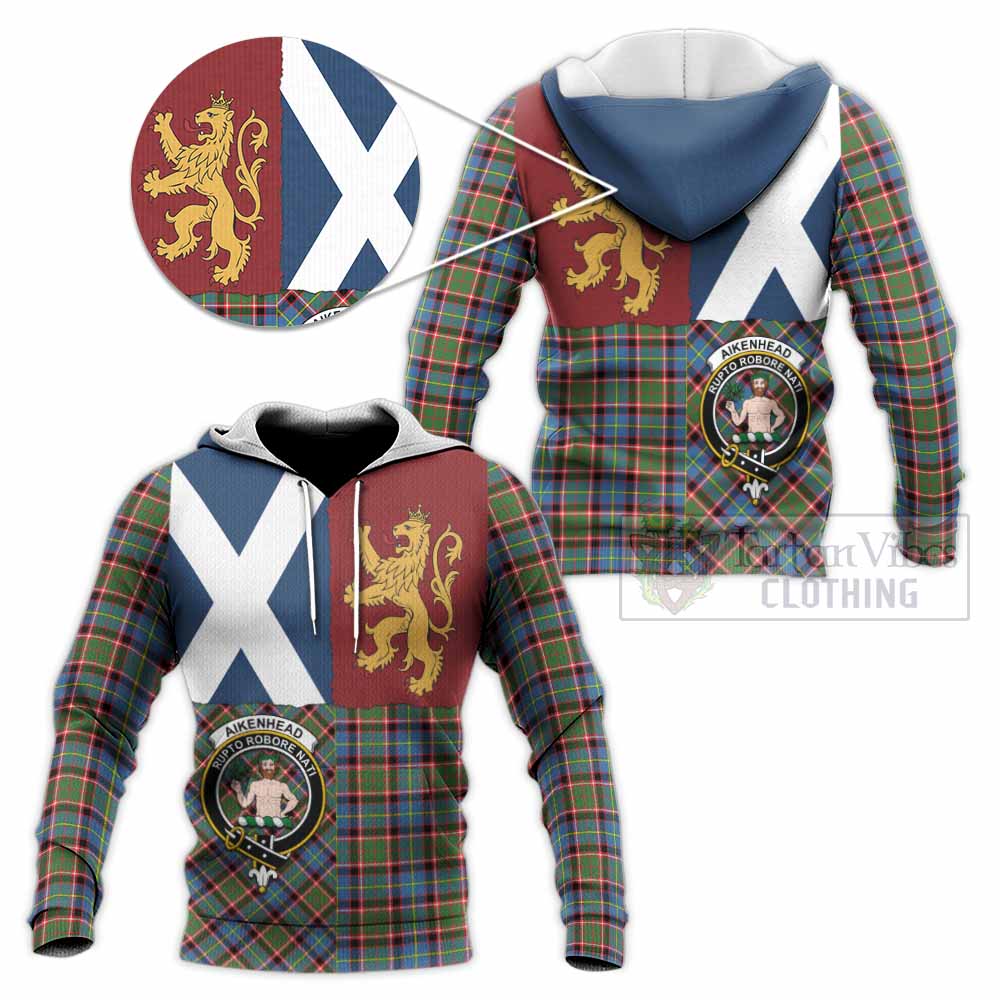Aikenhead Crest Tartan Knitted Hoodie with Lion Rampant Saltire Style