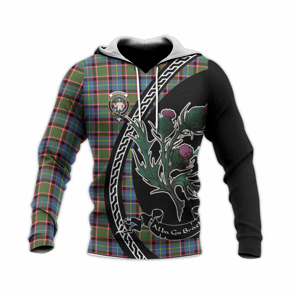 Aikenhead Family Crest Tartan Knitted Hoodie Alba Thistle Inspired - Tartan Vibes Clothing