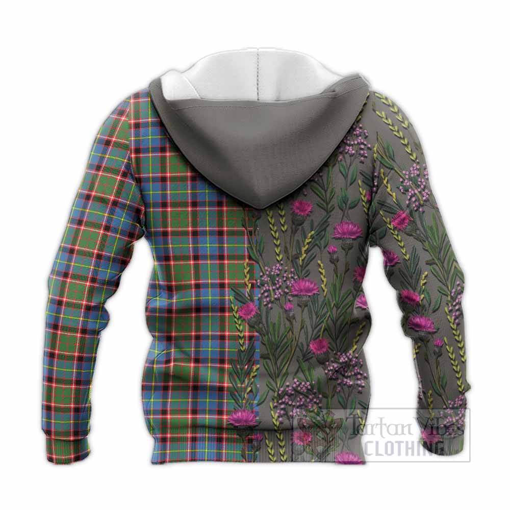 Aikenhead Family Crest Tartan Knitted Hoodie Scottish Thistle Flower Pattern Half Style - Tartan Vibes Clothing