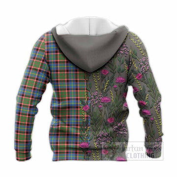 Aikenhead Family Crest Tartan Knitted Hoodie Scottish Thistle Flower Pattern Half Style - Tartan Vibes Clothing