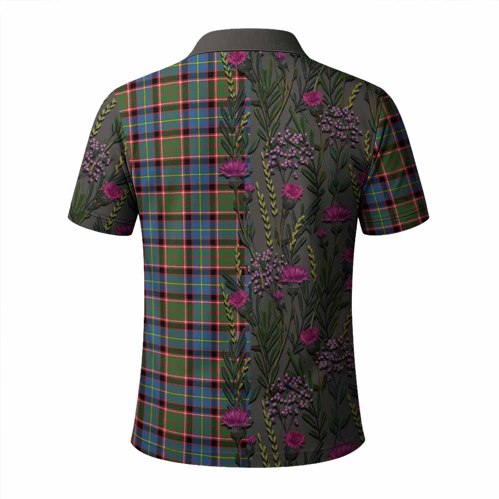 Aikenhead Family Crest Tartan Polo Shirt Scottish Thistle Flower Pattern Half Style - Tartan Vibes Clothing