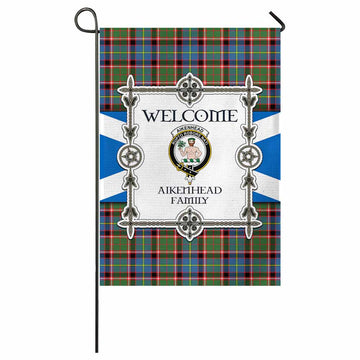 Aikenhead Family Crest Tartan Welcome Garden Flag Saltire Harmony Style
