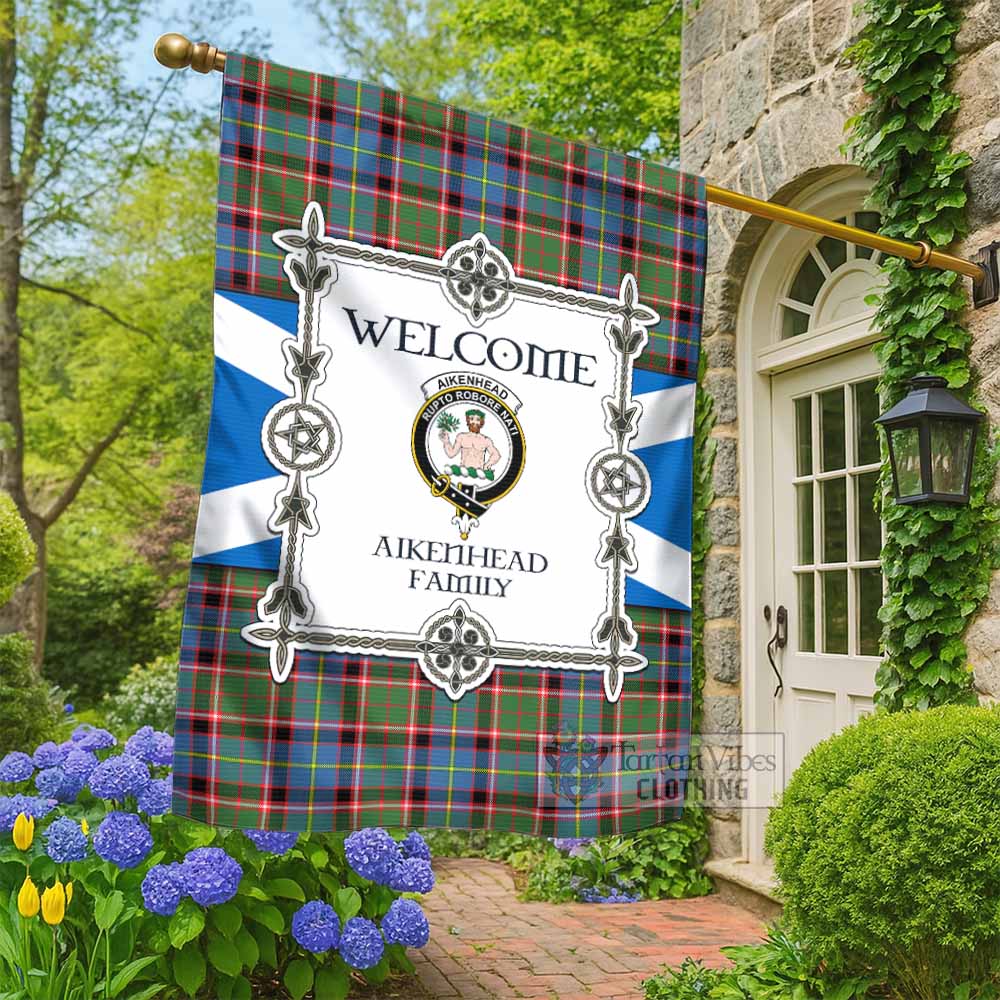 Aikenhead Family Crest Tartan Welcome Garden Flag Saltire Harmony Style - Tartan Vibes Clothing