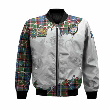 Aikenhead Tartan Bomber Jacket with Family Crest and Lion Rampant Grunge Style
