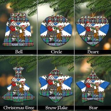 Aikenhead Tartan Crest Christmas Ceramic Ornament Scotland Santa With Bagpipes Cute Reindeer
