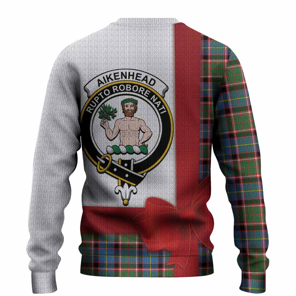 Aikenhead Tartan Crest Christmas Christmas Ugly Sweater Highland Cow Bagpipes Coquette Bow Style