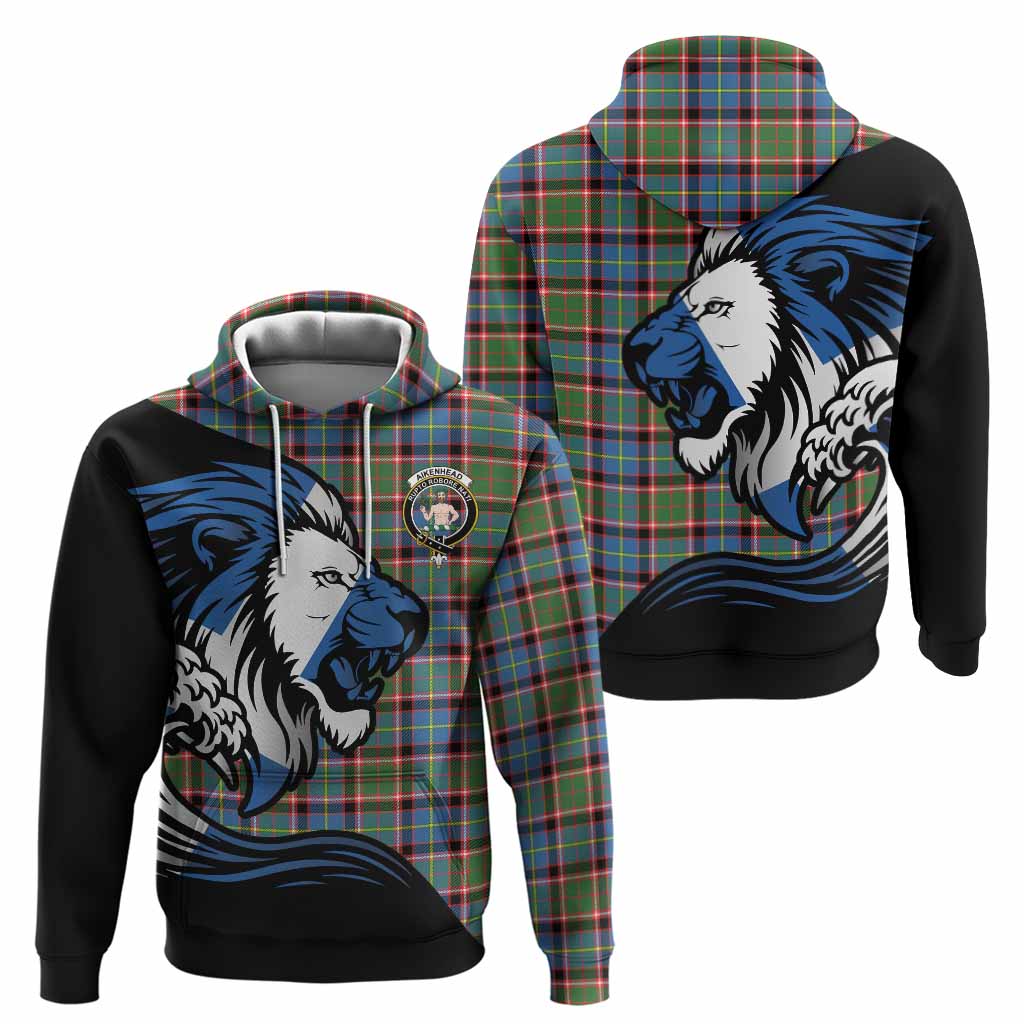 Aikenhead Tartan Crest Hoodie Scottish Golden Lions Wave Flow