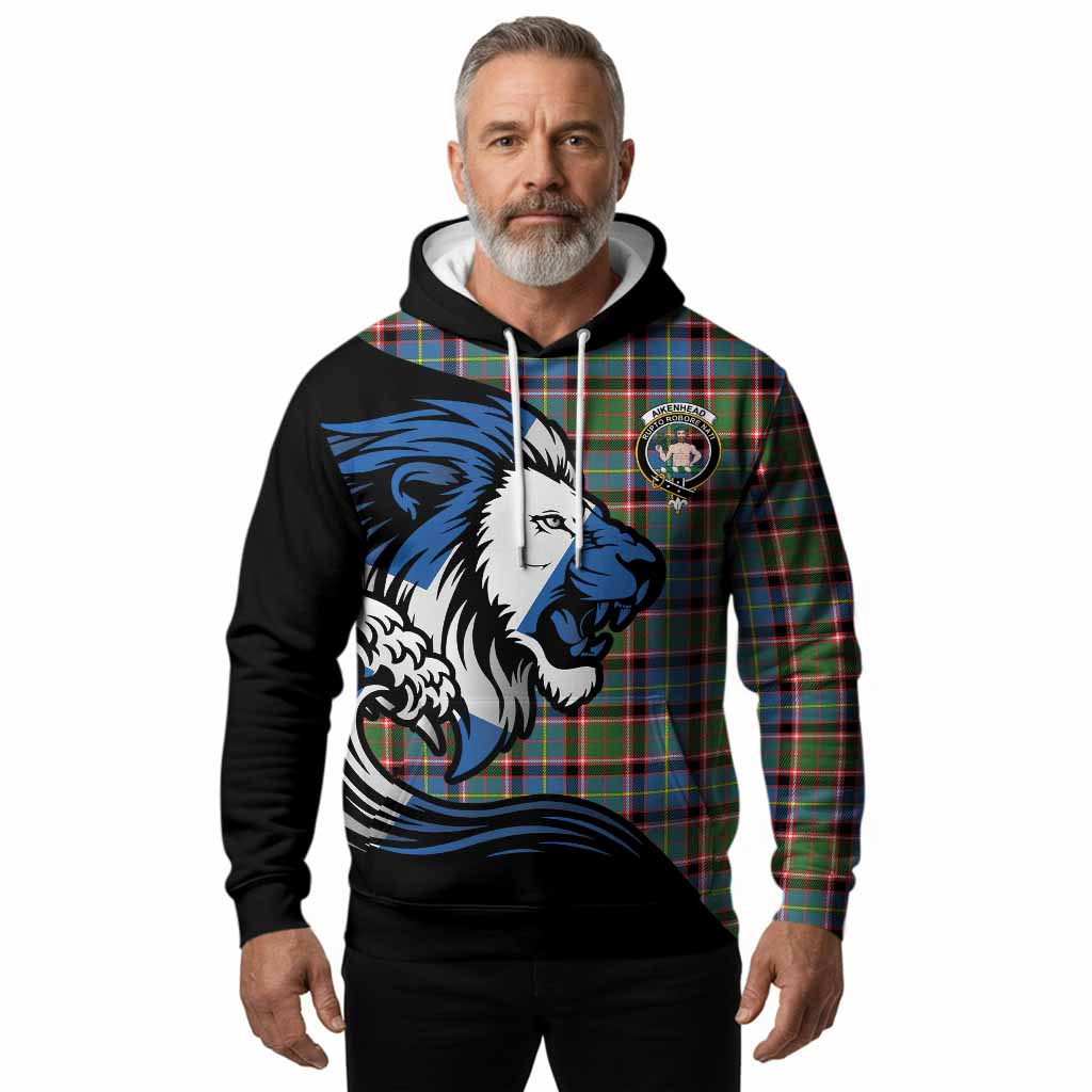 Aikenhead Tartan Crest Hoodie Scottish Golden Lions Wave Flow