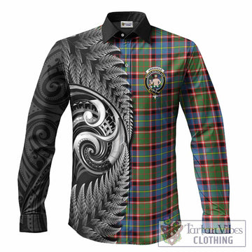 Aikenhead Tartan Crest Long Sleeve Button Shirts With New Zealand Silver Fern Maori Koru